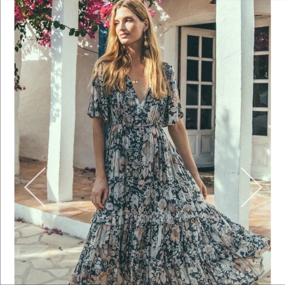 Spell Amethyst flutter sleeve gown